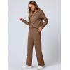 imageANRABESS Womens 2 Piece Outfits Lounge Sets Casual Long Sleeve Sweatsuits Polo Top Wide Leg Pants Fall Sweat Matching SetsCamel