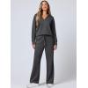 imageANRABESS Womens 2 Piece Outfits Lounge Sets Casual Long Sleeve Sweatsuits Polo Top Wide Leg Pants Fall Sweat Matching SetsDark Grey