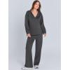 imageANRABESS Womens 2 Piece Outfits Lounge Sets Casual Long Sleeve Sweatsuits Polo Top Wide Leg Pants Fall Sweat Matching SetsDark Grey