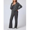 imageANRABESS Womens 2 Piece Outfits Lounge Sets Casual Long Sleeve Sweatsuits Polo Top Wide Leg Pants Fall Sweat Matching SetsDark Grey