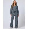 imageANRABESS Womens 2 Piece Outfits Lounge Sets Casual Long Sleeve Sweatsuits Polo Top Wide Leg Pants Fall Sweat Matching SetsLeaden