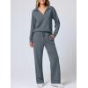 imageANRABESS Womens 2 Piece Outfits Lounge Sets Casual Long Sleeve Sweatsuits Polo Top Wide Leg Pants Fall Sweat Matching SetsLeaden
