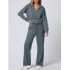 imageANRABESS Womens 2 Piece Outfits Lounge Sets Casual Long Sleeve Sweatsuits Polo Top Wide Leg Pants Fall Sweat Matching SetsLeaden