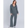imageANRABESS Womens 2 Piece Outfits Lounge Sets Casual Long Sleeve Sweatsuits Polo Top Wide Leg Pants Fall Sweat Matching SetsLeaden