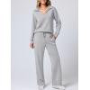 imageANRABESS Womens 2 Piece Outfits Lounge Sets Casual Long Sleeve Sweatsuits Polo Top Wide Leg Pants Fall Sweat Matching SetsLight Grey
