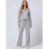 imageANRABESS Womens 2 Piece Outfits Lounge Sets Casual Long Sleeve Sweatsuits Polo Top Wide Leg Pants Fall Sweat Matching SetsLight Grey