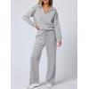 imageANRABESS Womens 2 Piece Outfits Lounge Sets Casual Long Sleeve Sweatsuits Polo Top Wide Leg Pants Fall Sweat Matching SetsLight Grey