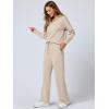 imageANRABESS Womens 2 Piece Outfits Lounge Sets Casual Long Sleeve Sweatsuits Polo Top Wide Leg Pants Fall Sweat Matching SetsLighter Khaki