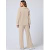 imageANRABESS Womens 2 Piece Outfits Lounge Sets Casual Long Sleeve Sweatsuits Polo Top Wide Leg Pants Fall Sweat Matching SetsLighter Khaki