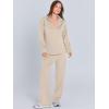 imageANRABESS Womens 2 Piece Outfits Lounge Sets Casual Long Sleeve Sweatsuits Polo Top Wide Leg Pants Fall Sweat Matching SetsLighter Khaki