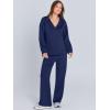 imageANRABESS Womens 2 Piece Outfits Lounge Sets Casual Long Sleeve Sweatsuits Polo Top Wide Leg Pants Fall Sweat Matching SetsNavy Blue