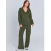 imageANRABESS Womens 2 Piece Outfits Lounge Sets Casual Long Sleeve Sweatsuits Polo Top Wide Leg Pants Fall Sweat Matching SetsOlive