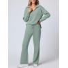 imageANRABESS Womens 2 Piece Outfits Lounge Sets Casual Long Sleeve Sweatsuits Polo Top Wide Leg Pants Fall Sweat Matching SetsPea Green