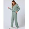 imageANRABESS Womens 2 Piece Outfits Lounge Sets Casual Long Sleeve Sweatsuits Polo Top Wide Leg Pants Fall Sweat Matching SetsPea Green