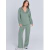 imageANRABESS Womens 2 Piece Outfits Lounge Sets Casual Long Sleeve Sweatsuits Polo Top Wide Leg Pants Fall Sweat Matching SetsPea Green