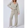 imageANRABESS Womens 2 Piece Outfits Lounge Sets Casual Long Sleeve Sweatsuits Polo Top Wide Leg Pants Fall Sweat Matching SetsPeytoe