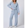 imageANRABESS Womens 2 Piece Outfits Lounge Sets Casual Long Sleeve Sweatsuits Polo Top Wide Leg Pants Fall Sweat Matching SetsSky Blue