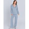 imageANRABESS Womens 2 Piece Outfits Lounge Sets Casual Long Sleeve Sweatsuits Polo Top Wide Leg Pants Fall Sweat Matching SetsSky Blue