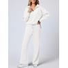 imageANRABESS Womens 2 Piece Outfits Lounge Sets Casual Long Sleeve Sweatsuits Polo Top Wide Leg Pants Fall Sweat Matching SetsWhite
