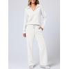 imageANRABESS Womens 2 Piece Outfits Lounge Sets Casual Long Sleeve Sweatsuits Polo Top Wide Leg Pants Fall Sweat Matching SetsWhite