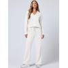 imageANRABESS Womens 2 Piece Outfits Lounge Sets Casual Long Sleeve Sweatsuits Polo Top Wide Leg Pants Fall Sweat Matching SetsWhite