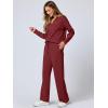 imageANRABESS Womens 2 Piece Outfits Lounge Sets Casual Long Sleeve Sweatsuits Polo Top Wide Leg Pants Fall Sweat Matching SetsWine Red