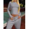 imageANRABESS Womens 2 Piece Sweatsuits Long Sleeve Tight Shirt Tops Joggers Fleece Sweatpants Sets 2025 Fall Sweat Lounge OutfitsGrey