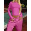 imageANRABESS Womens 2 Piece Sweatsuits Long Sleeve Tight Shirt Tops Joggers Fleece Sweatpants Sets 2025 Fall Sweat Lounge OutfitsHot Pink