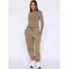 imageANRABESS Womens 2 Piece Sweatsuits Long Sleeve Tight Shirt Tops Joggers Fleece Sweatpants Sets 2025 Fall Sweat Lounge OutfitsKhaki