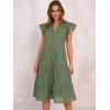 imageANRABESS Womens 2025 Summer Midi Dress Hollow Out Eyelet Ruffle Sleeve V Neck Casual Flowy Tiered Beach Vacation SundressArmy Green