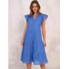 imageANRABESS Womens 2025 Summer Midi Dress Hollow Out Eyelet Ruffle Sleeve V Neck Casual Flowy Tiered Beach Vacation SundressBlue