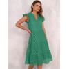 imageANRABESS Womens 2025 Summer Midi Dress Hollow Out Eyelet Ruffle Sleeve V Neck Casual Flowy Tiered Beach Vacation SundressDark Green