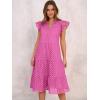 imageANRABESS Womens 2025 Summer Midi Dress Hollow Out Eyelet Ruffle Sleeve V Neck Casual Flowy Tiered Beach Vacation SundressHot Pink