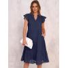 imageANRABESS Womens 2025 Summer Midi Dress Hollow Out Eyelet Ruffle Sleeve V Neck Casual Flowy Tiered Beach Vacation SundressNavy Blue