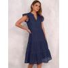 imageANRABESS Womens 2025 Summer Midi Dress Hollow Out Eyelet Ruffle Sleeve V Neck Casual Flowy Tiered Beach Vacation SundressNavy Blue
