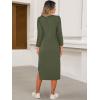 imageANRABESS Womens 34 Long Sleeve Striped Slit Midi T Shirt Dresses with Pockets 2025 Dressy Casual Fall Fashion Travel OutfitsArmy Green