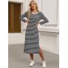 imageANRABESS Womens 34 Long Sleeve Striped Slit Midi T Shirt Dresses with Pockets 2025 Dressy Casual Fall Fashion Travel OutfitsBlack White Stripe