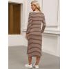 imageANRABESS Womens 34 Long Sleeve Striped Slit Midi T Shirt Dresses with Pockets 2025 Dressy Casual Fall Fashion Travel OutfitsBrown White Stripe