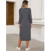 imageANRABESS Womens 34 Long Sleeve Striped Slit Midi T Shirt Dresses with Pockets 2025 Dressy Casual Fall Fashion Travel OutfitsGray