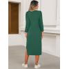 imageANRABESS Womens 34 Long Sleeve Striped Slit Midi T Shirt Dresses with Pockets 2025 Dressy Casual Fall Fashion Travel OutfitsGreen
