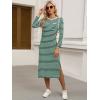 imageANRABESS Womens 34 Long Sleeve Striped Slit Midi T Shirt Dresses with Pockets 2025 Dressy Casual Fall Fashion Travel OutfitsGreen White Stripe