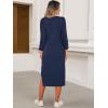 imageANRABESS Womens 34 Long Sleeve Striped Slit Midi T Shirt Dresses with Pockets 2025 Dressy Casual Fall Fashion Travel OutfitsNavy Blue