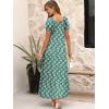 imageANRABESS Womens Boho Maxi Dresses 2025 Summer Casual Floral Puff Short Sleeve Tie Front Flowy Swing Tiered Long Beach DressGreen