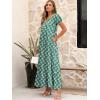 imageANRABESS Womens Boho Maxi Dresses 2025 Summer Casual Floral Puff Short Sleeve Tie Front Flowy Swing Tiered Long Beach DressGreen