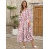 imageANRABESS Womens Boho Maxi Dresses 2025 Summer Casual V Neck Puff Sleeve Floral Tiered Flowy Swing Beach Vacation Long DressFloral Pink Blue