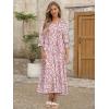 imageANRABESS Womens Boho Maxi Dresses 2025 Summer Casual V Neck Puff Sleeve Floral Tiered Flowy Swing Beach Vacation Long DressFloral Pink Blue