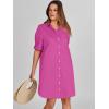 imageANRABESS Womens Button Down Shirt Dress Summer Short Sleeve Business Casual Shift Dresses with Pockets 2025 TrendyHot Pink