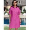 imageANRABESS Womens Button Down Shirt Dress Summer Short Sleeve Business Casual Shift Dresses with Pockets 2025 TrendyHot Pink