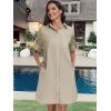 imageANRABESS Womens Button Down Shirt Dress Summer Short Sleeve Business Casual Shift Dresses with Pockets 2025 TrendyKhaki