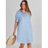 imageANRABESS Womens Button Down Shirt Dress Summer Short Sleeve Business Casual Shift Dresses with Pockets 2025 TrendyLight Blue